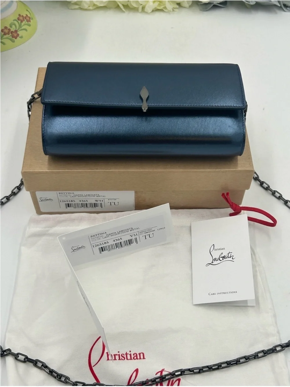 Women’s Christian Louboutin, Bettina, Napa, lamb leather wallet on a chain